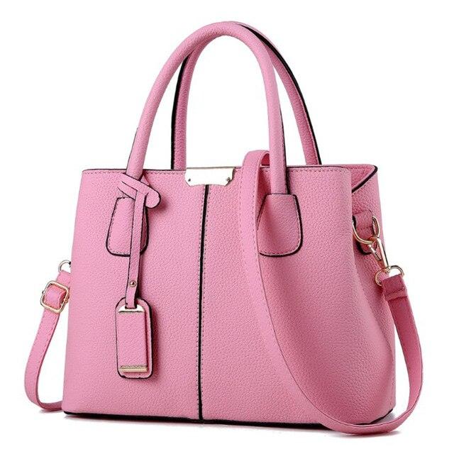 Bolsa De Couro Legítimo Rosa Feminina - Luxo